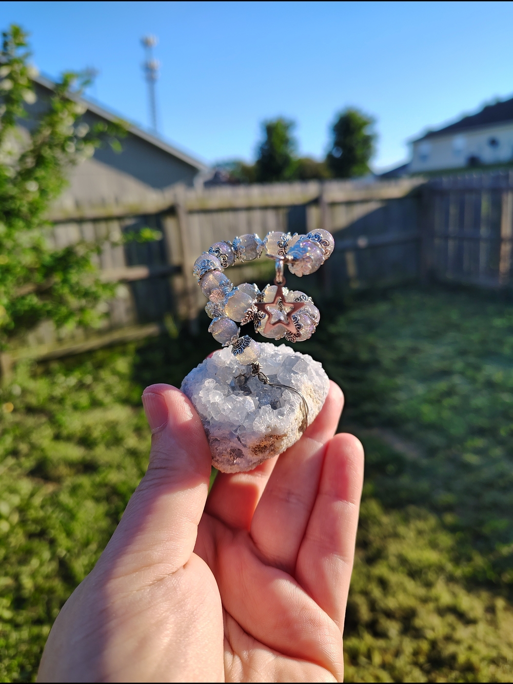 Handmade Celestite Crystal Air Plant Holder
